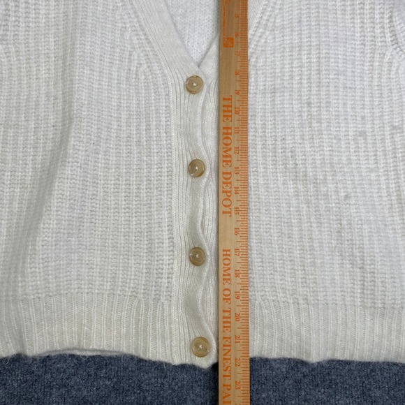 Jenni Kayne Everyday Cardigan Ivory Baby Alpaca Wool Knit Sweater S 274-7321-B21